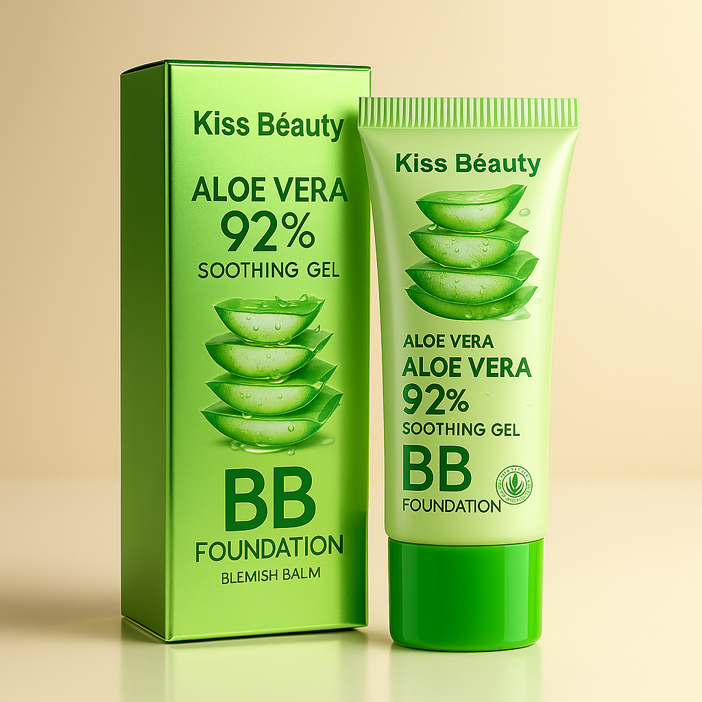 Kiss Beauty Aloe Vera BB Foundation 92% – Lightweight Hydrating Makeup for Glowing Skin - THE COSMETIC STORE