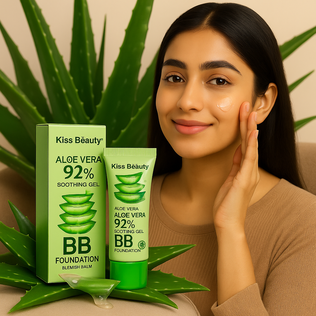 Kiss Beauty Aloe Vera BB Foundation 92% – Lightweight Hydrating Makeup for Glowing Skin - THE COSMETIC STORE