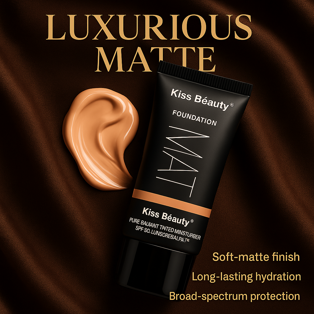 KISS BEAUTY Matte Foundation - Full Coverage Oil-Free Long-Lasting Budget-Friendly Solution - THE COSMETIC STORE