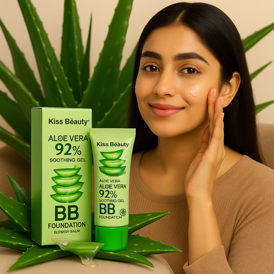 Kiss Beauty Aloe Vera BB Foundation 92% – Lightweight Hydrating Makeup for Glowing Skin - THE COSMETIC STORE