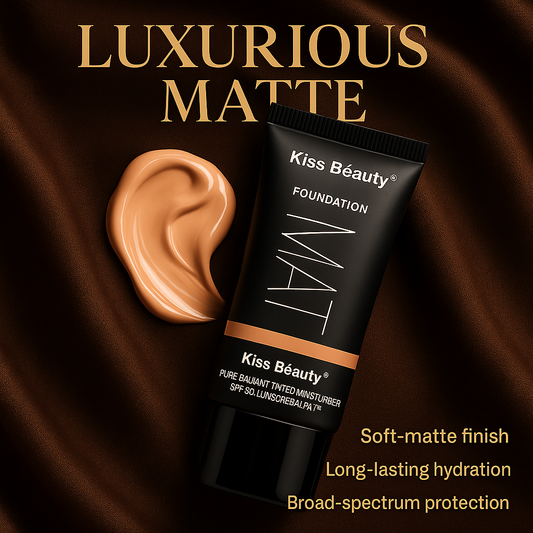 KISS BEAUTY Matte Foundation - Full Coverage Oil-Free Long-Lasting Budget-Friendly Solution - THE COSMETIC STORE